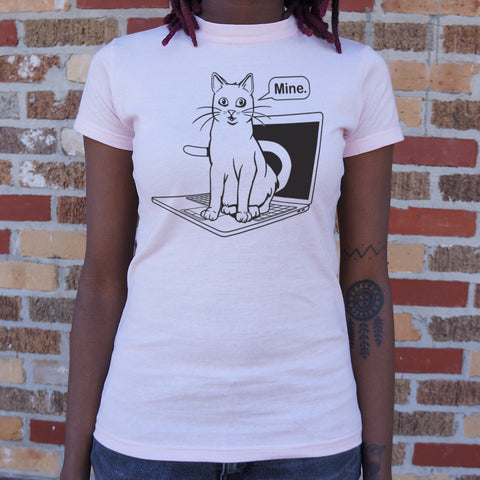 Cat Conquers Laptop T-Shirt (Ladies)